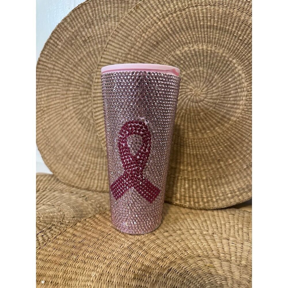 Pink Breast Cancer gem tumbler cup